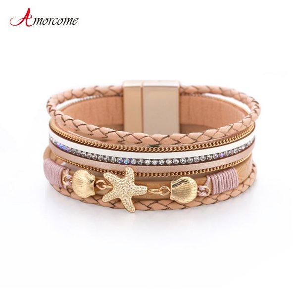 tennis amorcome women's ethnic starfish sea shell braided rope bracelet multi-strand leather wrap with magnetic clasp pulsera, Golden;silver
tennis amorcome women's ethnic starfish sea shell braided rope bracelet multi-strand leather wrap with magnetic clasp pulsera, Golden;silver
