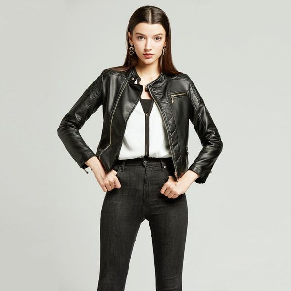 women's leather & faux zipper motorcycle punk jacket outwear short coat winter women cropped chaqueta mujer 2021 veste femme, Black
women's leather & faux zipper motorcycle punk jacket outwear short coat winter women cropped chaqueta mujer 2021 veste femme, Black