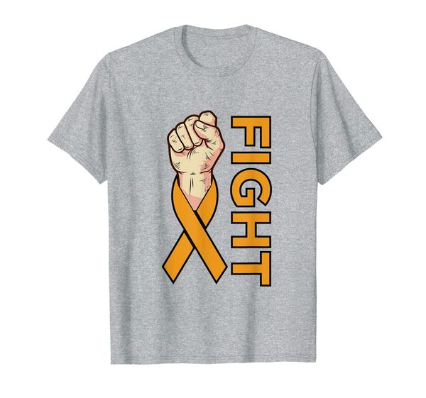 fight leukemia cancer orange ribbon awareness support t-shirt, White;black
