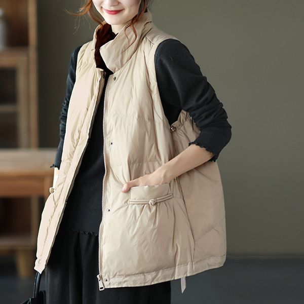 vests jianmeng 2021 winter light and warm pure color vt women's stand collar sleevels white duck down et, Black;white
vests jianmeng 2021 winter light and warm pure color vt women's stand collar sleevels white duck down et, Black;white