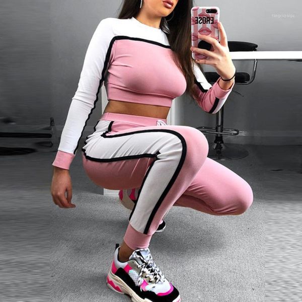 two piece dress fashion set 2pcs women tracksuit patchwork sptride sweatshirt pants sets lounge wear casual suit cropped, White
two piece dress fashion set 2pcs women tracksuit patchwork sptride sweatshirt pants sets lounge wear casual suit cropped, White
