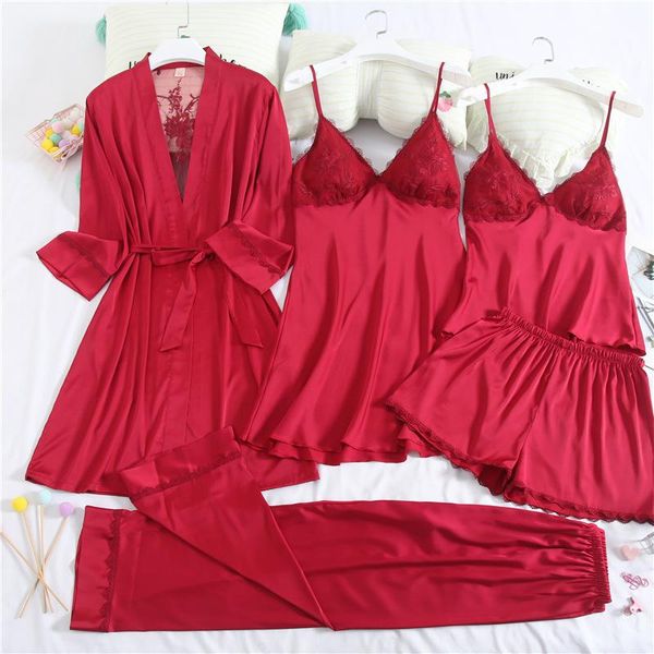 women's sleepwear backless robe suit satin kimono bathrobe gown casual thin loungewear intimate lingerie with chest pad lace nightwear, Black;red
women's sleepwear backless robe suit satin kimono bathrobe gown casual thin loungewear intimate lingerie with chest pad lace nightwear, Black;red