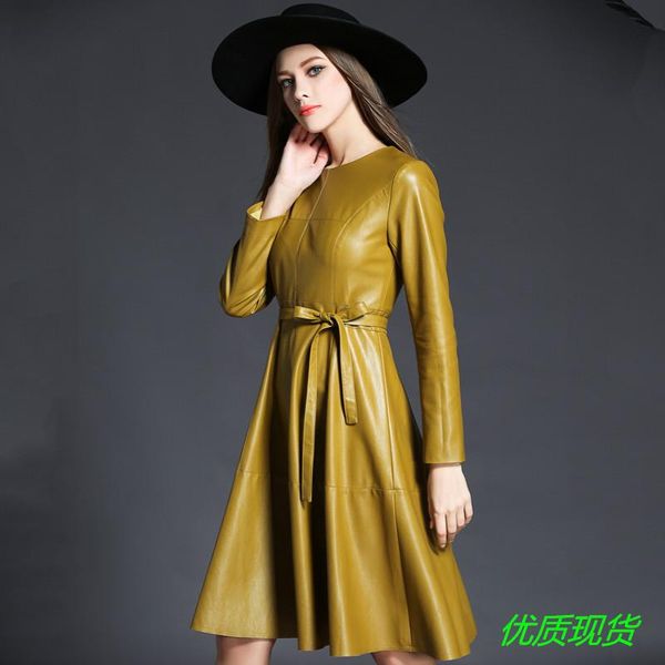 casual dresses spring of women europe us european fashion long-sleeved round collar pu party vestidos black yellow solid design s-3xl, Black;gray
casual dresses spring of women europe us european fashion long-sleeved round collar pu party vestidos black yellow solid design s-3xl, Black;gray
