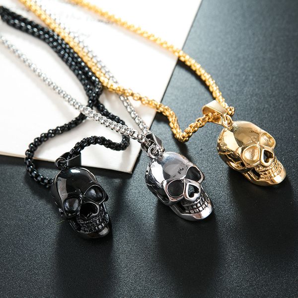men's punk style gold and silver plated stainless steel skull pendant necklace with chain
men's punk style gold and silver plated stainless steel skull pendant necklace with chain