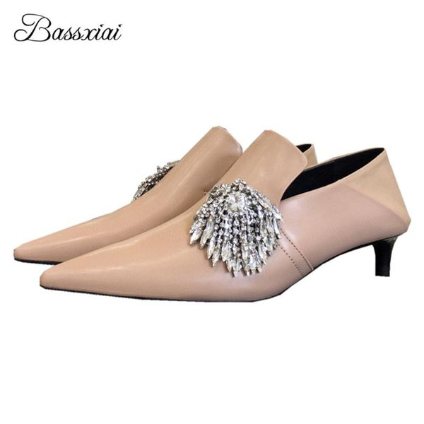 dress shoes crystal tassels decor spring women's pumps kitten heel pointed toe genuine leather slip-on mules for girls, Black
dress shoes crystal tassels decor spring women's pumps kitten heel pointed toe genuine leather slip-on mules for girls, Black