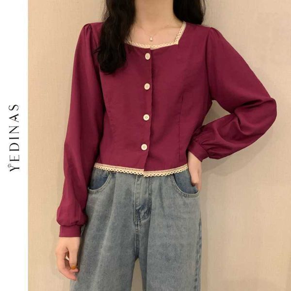 yedinas sweet women blouses shirt long sleeve lace solid girl japanese korean style female square neck shirts autumn spring 210527, White
yedinas sweet women blouses shirt long sleeve lace solid girl japanese korean style female square neck shirts autumn spring 210527, White