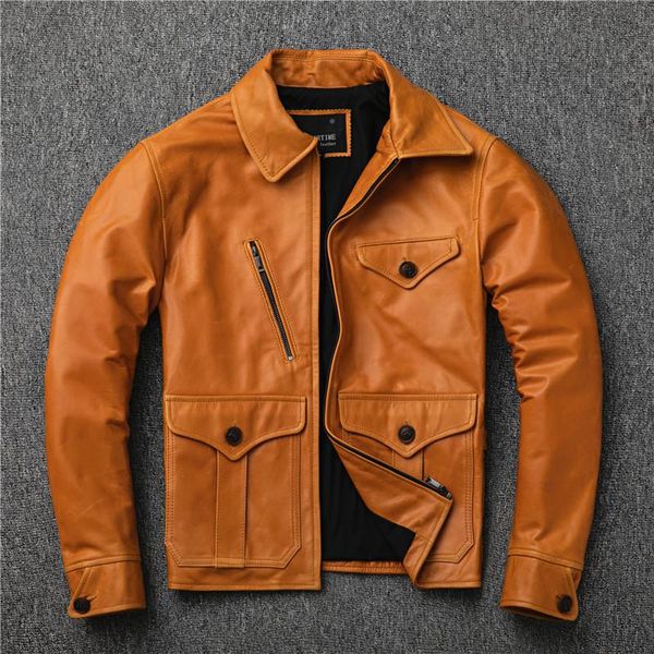 men's leather & faux plant rou oil wax retro sheep skin male locomotive brake member jacket coat, Black
men's leather & faux plant rou oil wax retro sheep skin male locomotive brake member jacket coat, Black