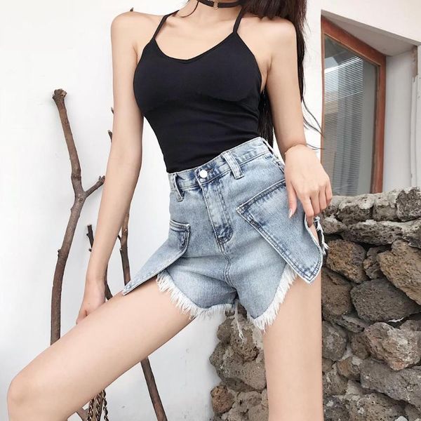 women's jeans denim shorts women fashion high waist tassel slim vintage wide-legged bottoms with big pockets, Blue
women's jeans denim shorts women fashion high waist tassel slim vintage wide-legged bottoms with big pockets, Blue