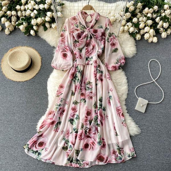 casual dresses spring autumn women's sweet ruffled bow tie chiffon elegant floral printed dress vestidos de mujer, Black;gray
casual dresses spring autumn women's sweet ruffled bow tie chiffon elegant floral printed dress vestidos de mujer, Black;gray