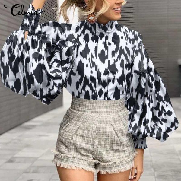 women's blouses & shirts elegant office celmia leopard print blouse 2021 fashion stand collar big lantern sleeve casual tunic 7, White
women's blouses & shirts elegant office celmia leopard print blouse 2021 fashion stand collar big lantern sleeve casual tunic 7, White