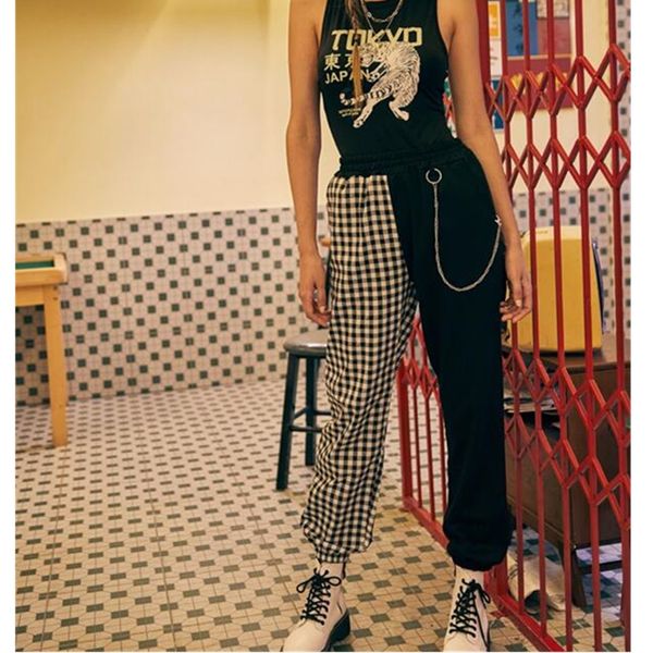 harajuku women plaid patchwork joggers cargo pants sweatpants punk high waist loose baggy street hip hop sports casual trousers, Black
harajuku women plaid patchwork joggers cargo pants sweatpants punk high waist loose baggy street hip hop sports casual trousers, Black