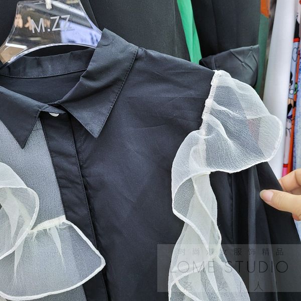women new fashion summer blouse color contrast patchwork mesh false two pieces shirt waist lace-up blusas all-match elegant top, White
women new fashion summer blouse color contrast patchwork mesh false two pieces shirt waist lace-up blusas all-match elegant top, White