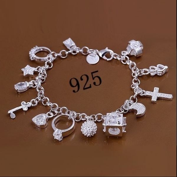 fashion jewelry 925 sterling silver moon love cross charm chain bracelets charms for men or women fine gift, Golden;silver
fashion jewelry 925 sterling silver moon love cross charm chain bracelets charms for men or women fine gift, Golden;silver
