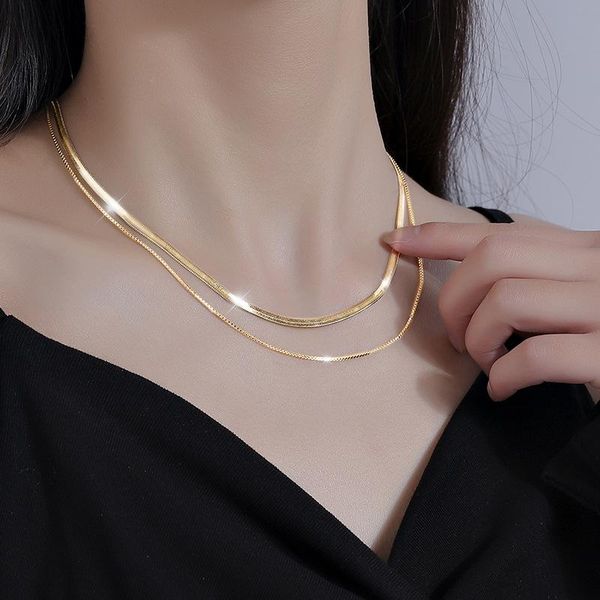 chains 2021 titanium steel snakebone water wave necklace female,european and american ins fashion personality double layer, Silver
chains 2021 titanium steel snakebone water wave necklace female,european and american ins fashion personality double layer, Silver