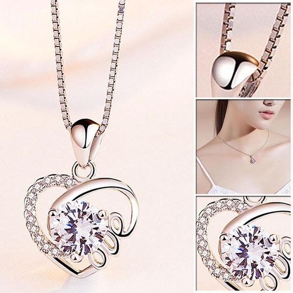 european and american fashion heart pendant love love necklace new crystal pendant necklace ladies wedding jewelry gift, Silver
european and american fashion heart pendant love love necklace new crystal pendant necklace ladies wedding jewelry gift, Silver