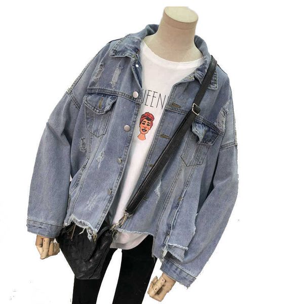 student vintage irregular jeans jacket loose long sleeve women basic coat autumn streetwear harajuku denim jackets 210531, Black;brown
student vintage irregular jeans jacket loose long sleeve women basic coat autumn streetwear harajuku denim jackets 210531, Black;brown