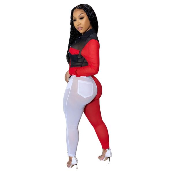 mesh see though two piece set patchwork women set tracksuit blouse pencil jogger sweatpants suit matching set outfits, Gray
mesh see though two piece set patchwork women set tracksuit blouse pencil jogger sweatpants suit matching set outfits, Gray