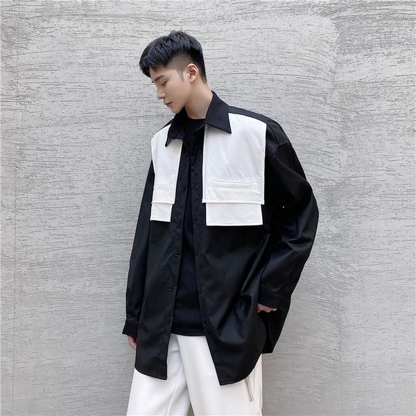 men's casual shirts 2021 spring summer korean style unique fake two design men loose black white mixed colors -xxl, White;black
men's casual shirts 2021 spring summer korean style unique fake two design men loose black white mixed colors -xxl, White;black