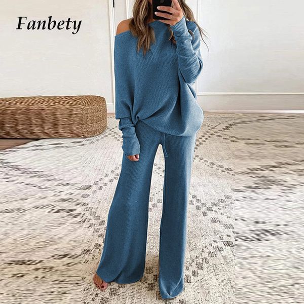 2021 new off shoulder solid knitted piece women spring long sleeve pullover and wide leg suits casual sets 9uew, Gray
2021 new off shoulder solid knitted piece women spring long sleeve pullover and wide leg suits casual sets 9uew, Gray