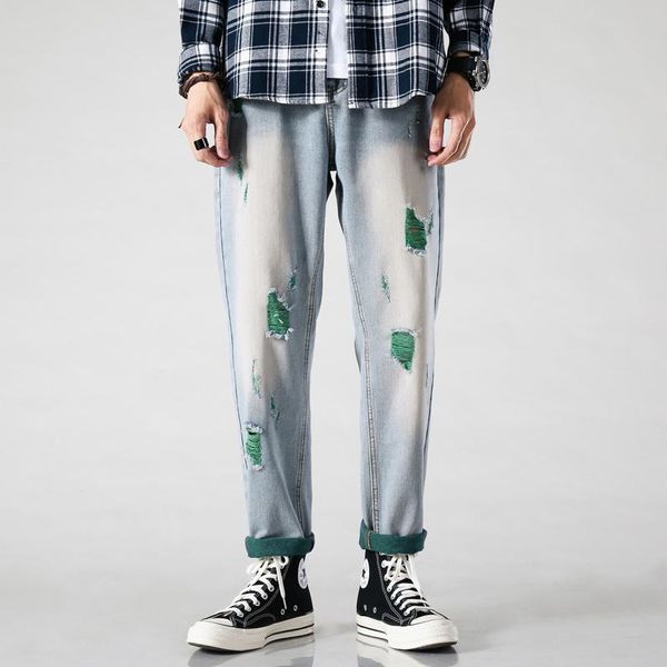 men's jeans denim graffiti trendy fashion street hole thin personalized korean version cartoon male pants high quality, Blue
men's jeans denim graffiti trendy fashion street hole thin personalized korean version cartoon male pants high quality, Blue