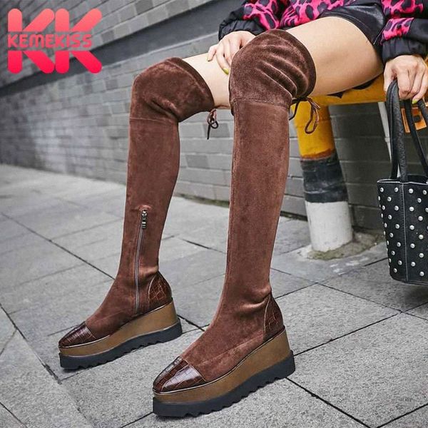 kemekiss women thigh high boots genuine leather patchwork stretch shoes women fall winter warm wedges platform boots size 34 39 high h 0038#, Black
kemekiss women thigh high boots genuine leather patchwork stretch shoes women fall winter warm wedges platform boots size 34 39 high h 0038#, Black