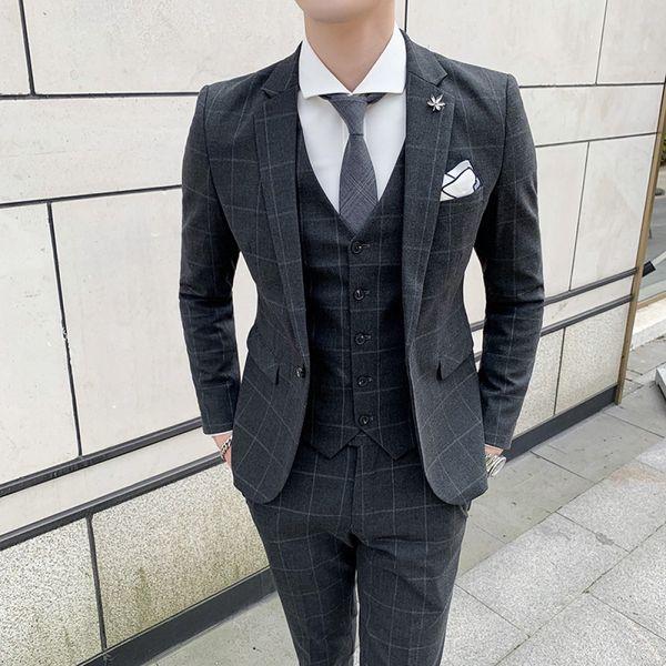(jacket vest + pants) 2021 fashion boutique plaid for men pieces male formal business traje suit sbml, White;black
(jacket vest + pants) 2021 fashion boutique plaid for men pieces male formal business traje suit sbml, White;black