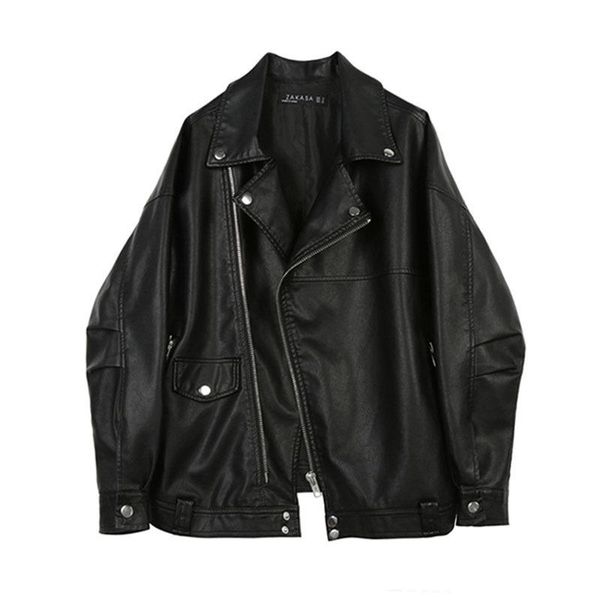 women's leather & faux 2021 pu jackets for women spring autumn plus size loose motorcycle woman jacket turn-down collar zipper coat fem, Black
women's leather & faux 2021 pu jackets for women spring autumn plus size loose motorcycle woman jacket turn-down collar zipper coat fem, Black