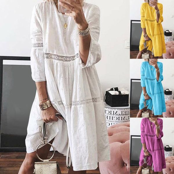 casual dresses summer women fashion boho solid o neck mid-long hollow out splice sleeve suit mini dress ladies 2021, Black;gray
casual dresses summer women fashion boho solid o neck mid-long hollow out splice sleeve suit mini dress ladies 2021, Black;gray