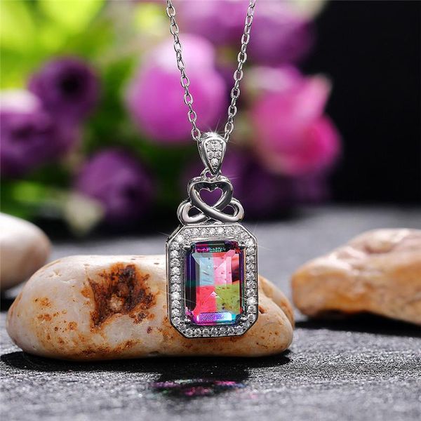 pendant necklaces huitan european-american style necklace for women luxury square cubic zirconia wedding engagement female fashion jewelry, Silver
pendant necklaces huitan european-american style necklace for women luxury square cubic zirconia wedding engagement female fashion jewelry, Silver