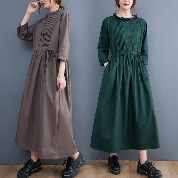 casual dresses women long dress autumn 2022 office lady vintage three quarter sleeve cotton linen loose solid dark grey, Black;gray
casual dresses women long dress autumn 2022 office lady vintage three quarter sleeve cotton linen loose solid dark grey, Black;gray