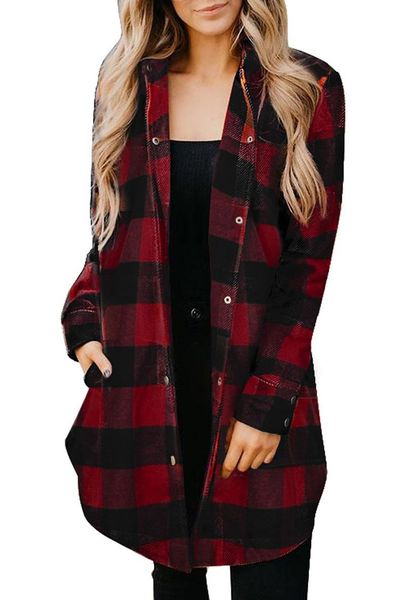 women's wool & blends 2021 winter ladies women plus size length plaid shirt leisure time loose coat, Black
women's wool & blends 2021 winter ladies women plus size length plaid shirt leisure time loose coat, Black