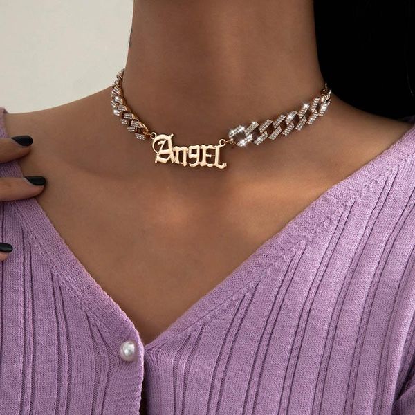 chokers fashion rhinestone thick chain letters angel pendant necklace women vintage geometric choker christmas gift jewelry, Golden;silver
chokers fashion rhinestone thick chain letters angel pendant necklace women vintage geometric choker christmas gift jewelry, Golden;silver