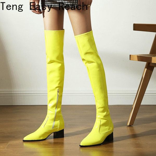 boots fashion zipper women over the knee patent leather fluorescent yellow long ladies square heel autumn winter shoes 39, Black
boots fashion zipper women over the knee patent leather fluorescent yellow long ladies square heel autumn winter shoes 39, Black