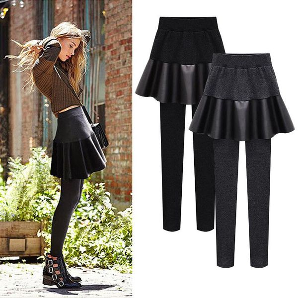 winter thickened trousers skirt women pu leather fake two piece bottomed skirts womens outer pleated leggings women, Black
winter thickened trousers skirt women pu leather fake two piece bottomed skirts womens outer pleated leggings women, Black