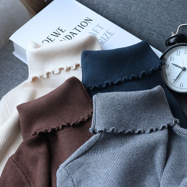 2021 new small wave side turtleneck sweater, autumn and winter solid color basic all-match thinning base sweater jwr0, White;black
2021 new small wave side turtleneck sweater, autumn and winter solid color basic all-match thinning base sweater jwr0, White;black