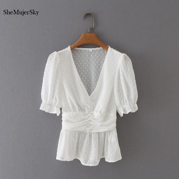 women's blouses & shirts shemujersky summer white chiffon women short sleeve elastic waist 2021 casual
women's blouses & shirts shemujersky summer white chiffon women short sleeve elastic waist 2021 casual