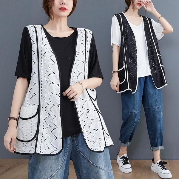 women's vests women vest summer loose pockets hollow out fashion soft elegant office lsdy trendy casual white waistcoat simple female c, Black;white
women's vests women vest summer loose pockets hollow out fashion soft elegant office lsdy trendy casual white waistcoat simple female c, Black;white