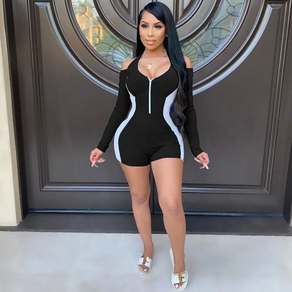 women's jumpsuits & rompers zip up halter long sleeve playsuit bodycon sporting romper women 2021 winer fall clothes outfits lady stree, Black;white
women's jumpsuits & rompers zip up halter long sleeve playsuit bodycon sporting romper women 2021 winer fall clothes outfits lady stree, Black;white