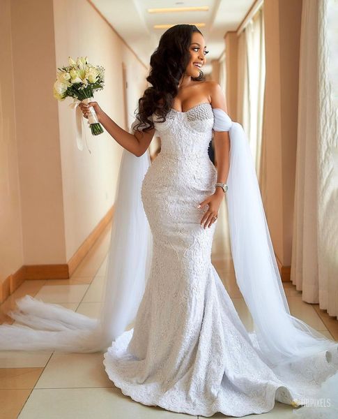 2021 plus size arabic aso ebi luxurious lace mermaid wedding dresses crystals beaded bridal dresses vintage wedding gowns zj403, White
2021 plus size arabic aso ebi luxurious lace mermaid wedding dresses crystals beaded bridal dresses vintage wedding gowns zj403, White