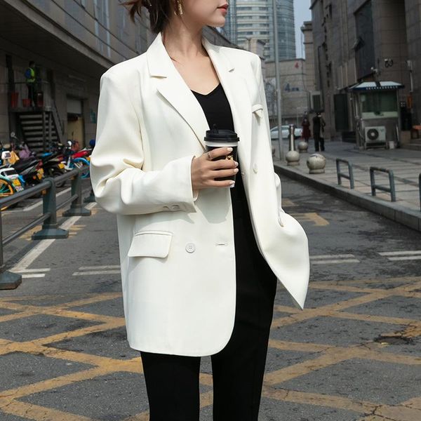women's suits & blazers high-end white blazer jacket black solid for office lady wear autumn fashion double breasted casual casaco fem, White;black
women's suits & blazers high-end white blazer jacket black solid for office lady wear autumn fashion double breasted casual casaco fem, White;black