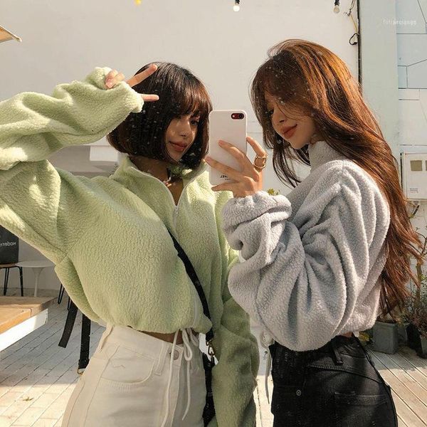 sheblingbling faux fur stand collar zipper short jackets autumn winter ruched long sleeve loose women casual coat cropped jacket1, Black
sheblingbling faux fur stand collar zipper short jackets autumn winter ruched long sleeve loose women casual coat cropped jacket1, Black