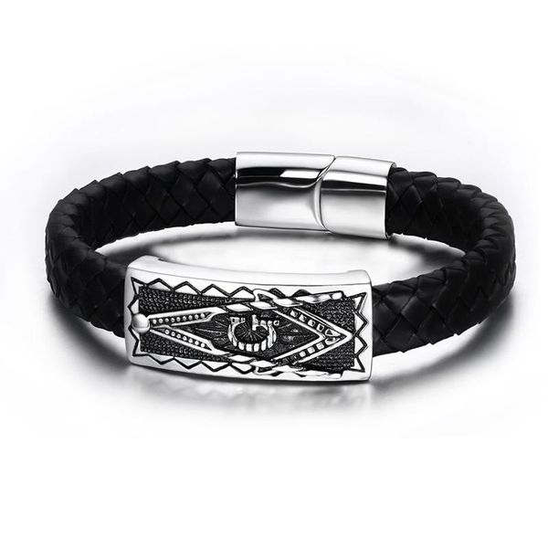 charm bracelets punk rock titanium steel masonic ason black genuine leather bangle for men jewelry, Golden;silver
charm bracelets punk rock titanium steel masonic ason black genuine leather bangle for men jewelry, Golden;silver