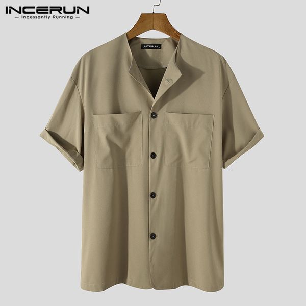 new 2021 men shirt round neck short sleeve button casual blouse streetwear solid color leisure vintage camisas hombre s-5xl incerun w4fi, White
new 2021 men shirt round neck short sleeve button casual blouse streetwear solid color leisure vintage camisas hombre s-5xl incerun w4fi, White