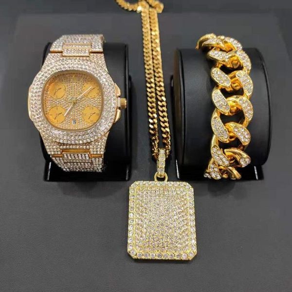 earrings & necklace luxury men gold color watch bracelet combo set out cuban in crystal pendant hip hop jewerly for, Silver
earrings & necklace luxury men gold color watch bracelet combo set out cuban in crystal pendant hip hop jewerly for, Silver