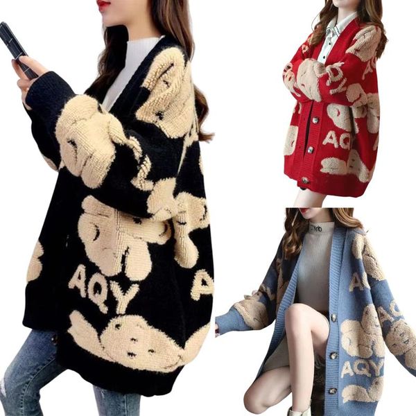 women's knits & tees 2021 cute women girls button down sweater cardigan casual long sleeve v neck bear letter pattern knit coat 3 color, White
women's knits & tees 2021 cute women girls button down sweater cardigan casual long sleeve v neck bear letter pattern knit coat 3 color, White