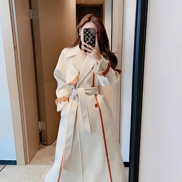 women's wool & blends high-end woolen coat autumn and winter long large lapel design fashion chic color matching thick elegant, Black
women's wool & blends high-end woolen coat autumn and winter long large lapel design fashion chic color matching thick elegant, Black