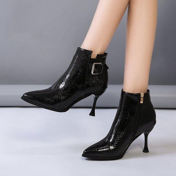 boots autumn stiletto thin high heels zipper style womens bota feminina pointed toe faux leather green ankle boot, Black
boots autumn stiletto thin high heels zipper style womens bota feminina pointed toe faux leather green ankle boot, Black