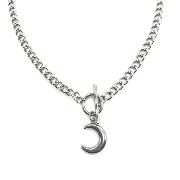 chains dzot trendy t-shaped buckle chain moon pendant collarbone punk retro street hip-hop necklace female gift for, Silver
chains dzot trendy t-shaped buckle chain moon pendant collarbone punk retro street hip-hop necklace female gift for, Silver