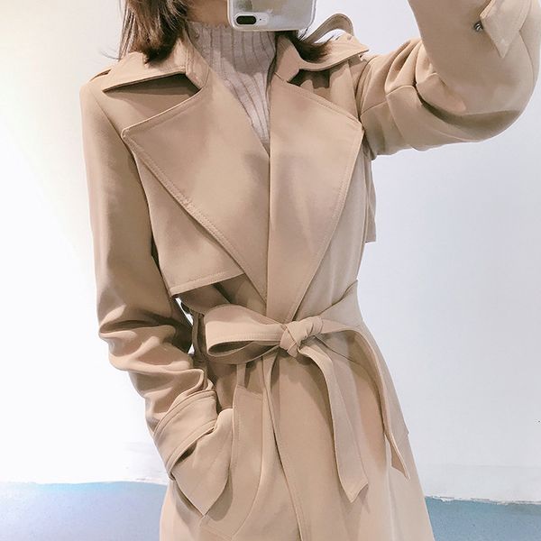 2021 women's trench spring autumn new lapel female black khaki slim belt vintage outwear solid coat fashion clothing v8jj, Tan;black
2021 women's trench spring autumn new lapel female black khaki slim belt vintage outwear solid coat fashion clothing v8jj, Tan;black