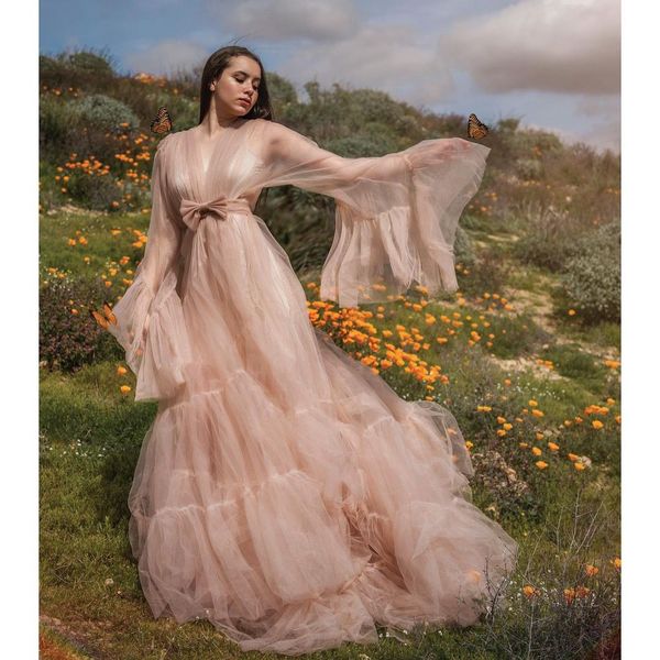 pregnant sleepwear women robe long sleeve floor length lace up layered ruffles tulle transparent nightdress plus size, White
pregnant sleepwear women robe long sleeve floor length lace up layered ruffles tulle transparent nightdress plus size, White